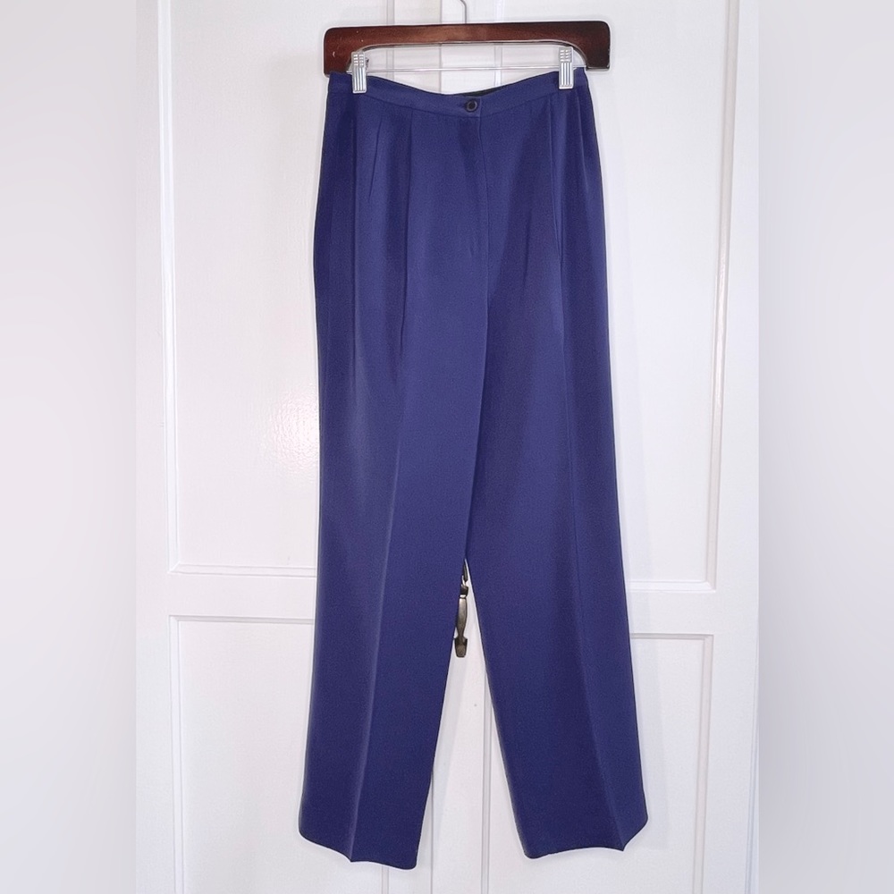 Kasper & Company High-Waist Pants in Navy Blue Vintage Style